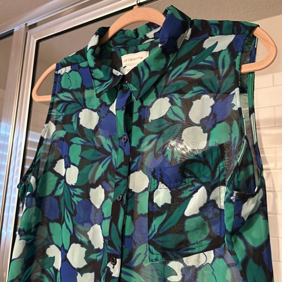 Liz Claiborne Sheer Sleeveless Button Down Top - Picture 3 of 7